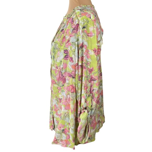 Zac & Rachel Blouse Top Button Front Green Floral Size 1X New - Picture 2 of 8